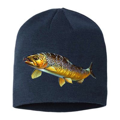 Brown Trout Fish with Fly Sustainable Beanie