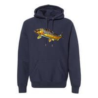 Brown Trout Fish with Fly Premium Hoodie