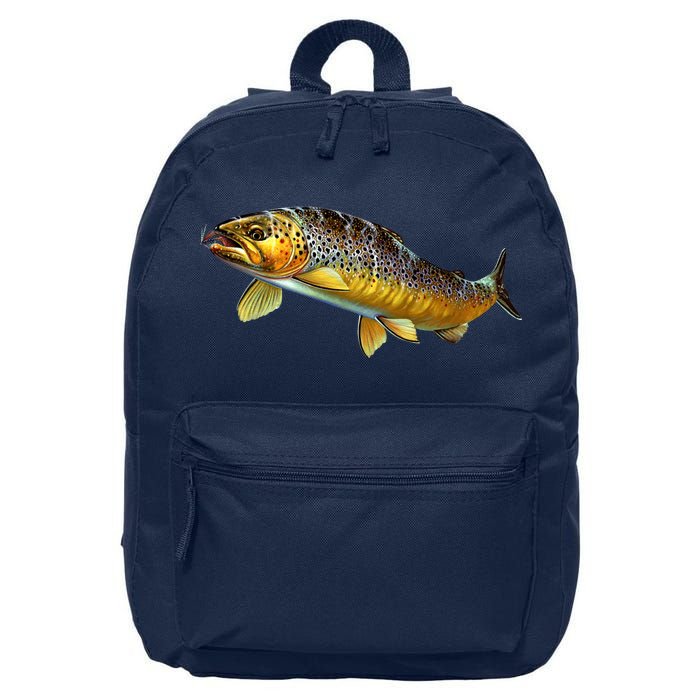 Brown Trout Fish with Fly 16 in Basic Backpack