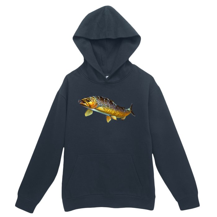 Brown Trout Fish with Fly Urban Pullover Hoodie