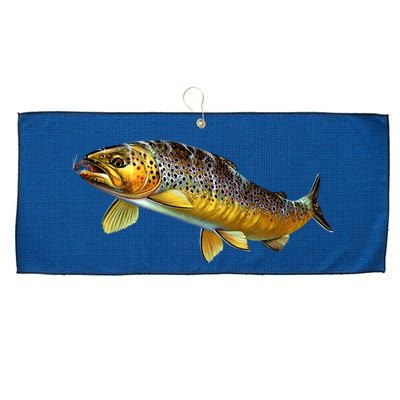 Brown Trout Fish with Fly Large Microfiber Waffle Golf Towel