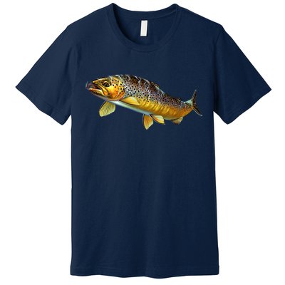 Brown Trout Fish with Fly Premium T-Shirt