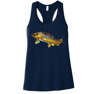 Brown Trout Fish with Fly Women's Racerback Tank