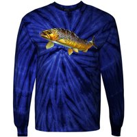 Brown Trout Fish with Fly Tie-Dye Long Sleeve Shirt