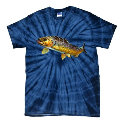 Brown Trout Fish with Fly Tie-Dye T-Shirt