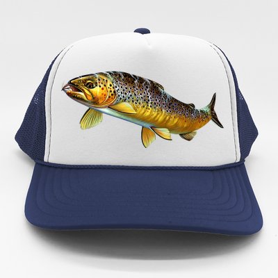 Brown Trout Fish with Fly Trucker Hat