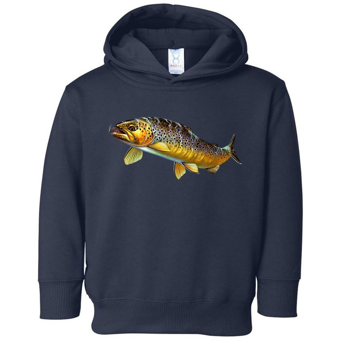 Brown Trout Fish with Fly Toddler Hoodie