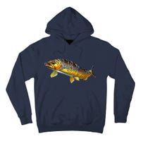 Brown Trout Fish with Fly Tall Hoodie