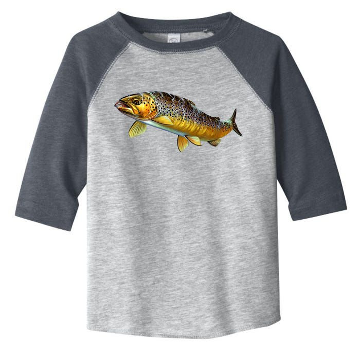 Brown Trout Fish with Fly Toddler Fine Jersey T-Shirt