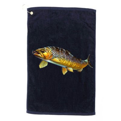 Brown Trout Fish with Fly Platinum Collection Golf Towel