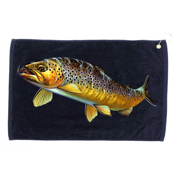 Brown Trout Fish with Fly Grommeted Golf Towel