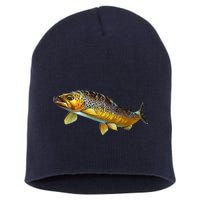 Brown Trout Fish with Fly Short Acrylic Beanie