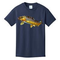 Brown Trout Fish with Fly Kids T-Shirt