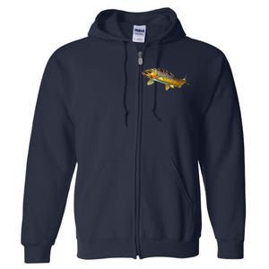 Brown Trout Fish with Fly Full Zip Hoodie