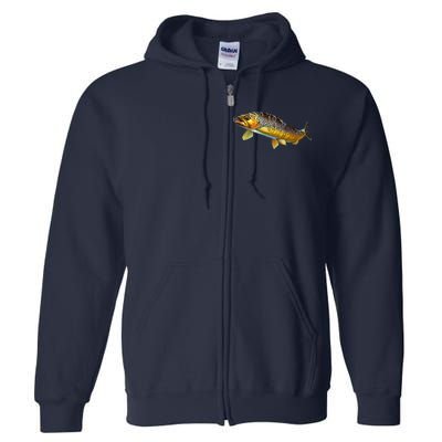 Brown Trout Fish with Fly Full Zip Hoodie