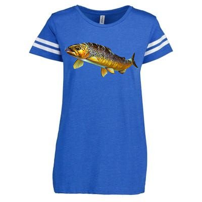 Brown Trout Fish with Fly Enza Ladies Jersey Football T-Shirt