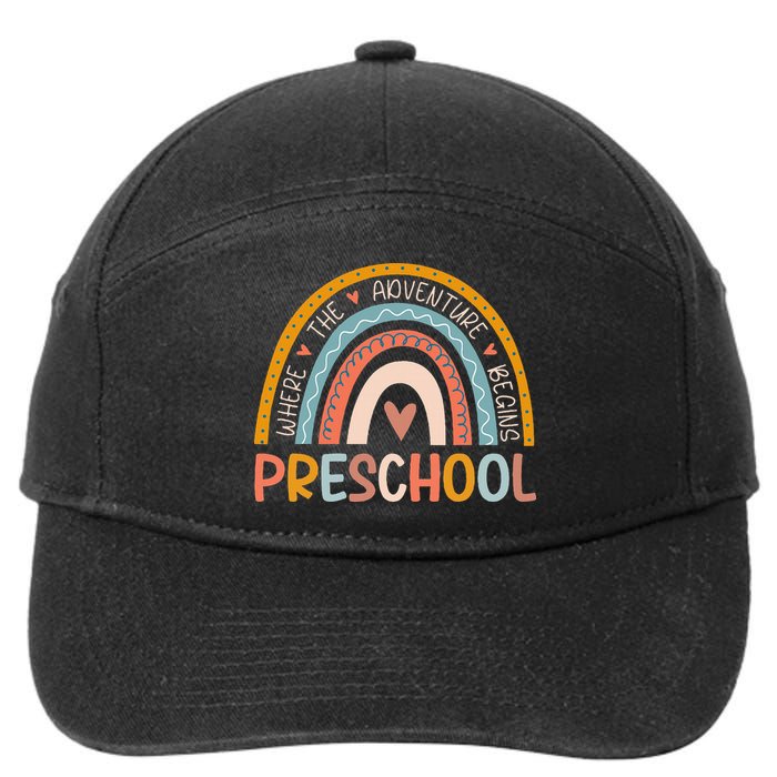 Boho Rainbow Preschool Where The Adventure Begins Teachers 7-Panel Snapback Hat