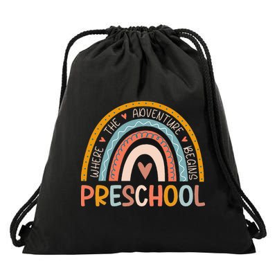 Boho Rainbow Preschool Where The Adventure Begins Teachers Drawstring Bag