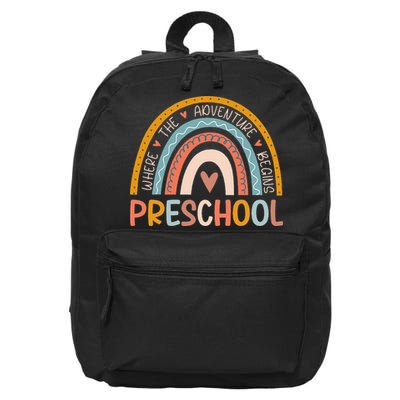 Boho Rainbow Preschool Where The Adventure Begins Teachers 16 in Basic Backpack