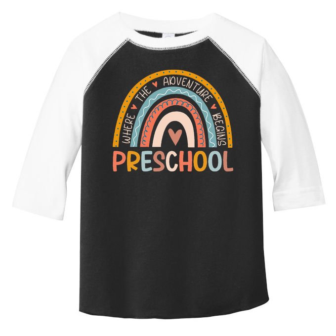 Boho Rainbow Preschool Where The Adventure Begins Teachers Toddler Fine Jersey T-Shirt