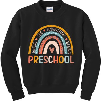 Boho Rainbow Preschool Where The Adventure Begins Teachers Kids Sweatshirt
