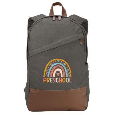Boho Rainbow Preschool Where The Adventure Begins Teachers Cotton Canvas Backpack