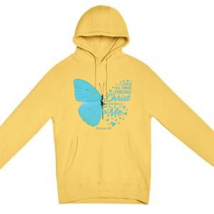 Butterfly Religious Philippians 4:13 Christian Funny Gift Cute Gift Premium Pullover Hoodie