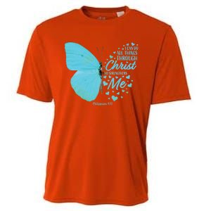 Butterfly Religious Philippians 4:13 Christian Funny Gift Cute Gift Cooling Performance Crew T-Shirt