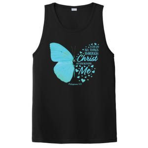 Butterfly Religious Philippians 4:13 Christian Funny Gift Cute Gift PosiCharge Competitor Tank