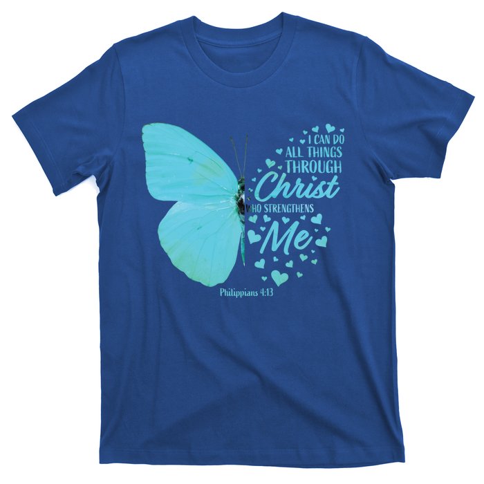 Butterfly Religious Philippians 4:13 Christian Funny Gift Cute Gift T-Shirt