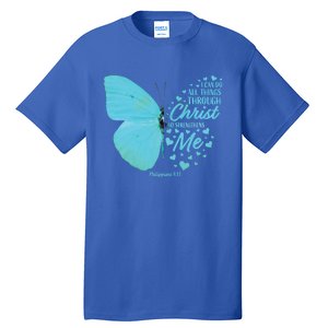 Butterfly Religious Philippians 4:13 Christian Funny Gift Cute Gift Tall T-Shirt