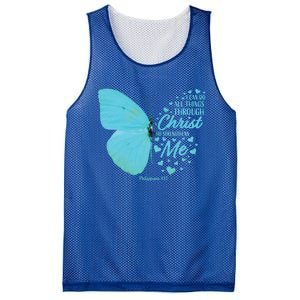 Butterfly Religious Philippians 4:13 Christian Funny Gift Cute Gift Mesh Reversible Basketball Jersey Tank