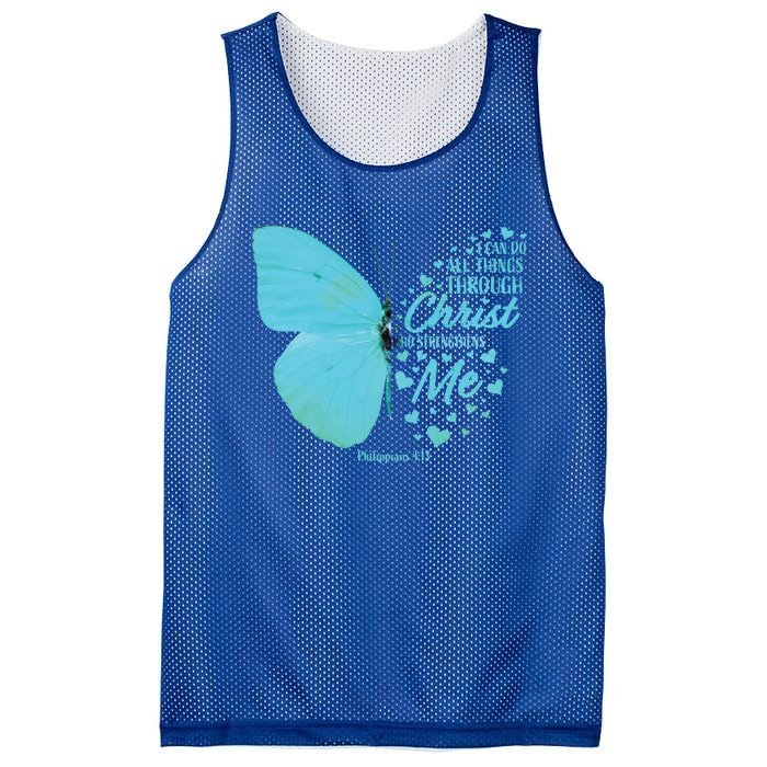 Butterfly Religious Philippians 4:13 Christian Funny Gift Cute Gift Mesh Reversible Basketball Jersey Tank