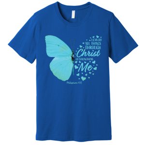 Butterfly Religious Philippians 4:13 Christian Funny Gift Cute Gift Premium T-Shirt