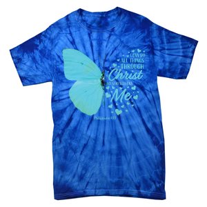 Butterfly Religious Philippians 4:13 Christian Funny Gift Cute Gift Tie-Dye T-Shirt