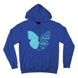 Butterfly Religious Philippians 4:13 Christian Funny Gift Cute Gift Tall Hoodie