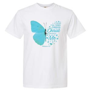 Butterfly Religious Philippians 4:13 Christian Funny Gift Cute Gift Garment-Dyed Heavyweight T-Shirt