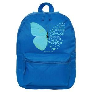 Butterfly Religious Philippians 4:13 Christian Funny Gift 16 in Basic Backpack