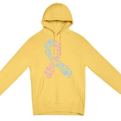 Butterfly Ribbon Pregnancy And Infant Loss Awareness Month Gift Premium Pullover Hoodie