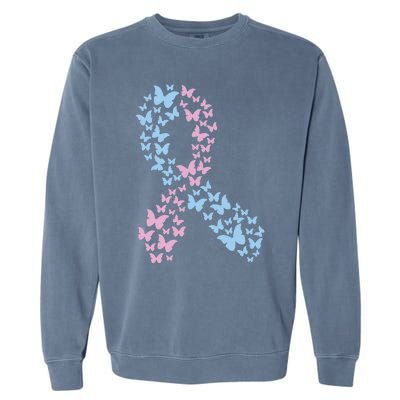 Butterfly Ribbon Pregnancy And Infant Loss Awareness Month Gift Garment-Dyed Sweatshirt