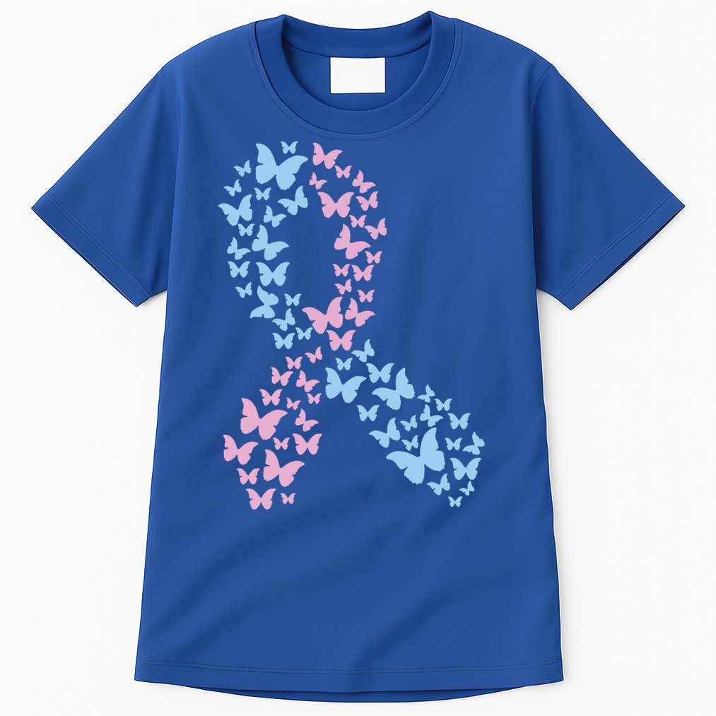Butterfly Ribbon Pregnancy And Infant Loss Awareness Month Gift Tall T-Shirt