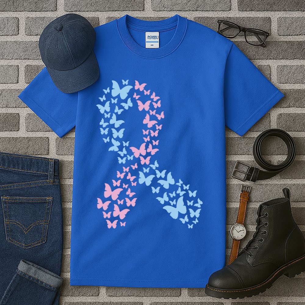 Butterfly Ribbon Pregnancy And Infant Loss Awareness Month Gift Tall T-Shirt