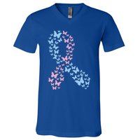 Butterfly Ribbon Pregnancy And Infant Loss Awareness Month Gift V-Neck T-Shirt