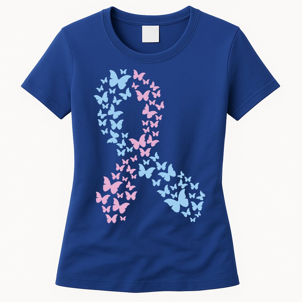 Butterfly Ribbon Pregnancy And Infant Loss Awareness Month Gift Womens T-Shirt