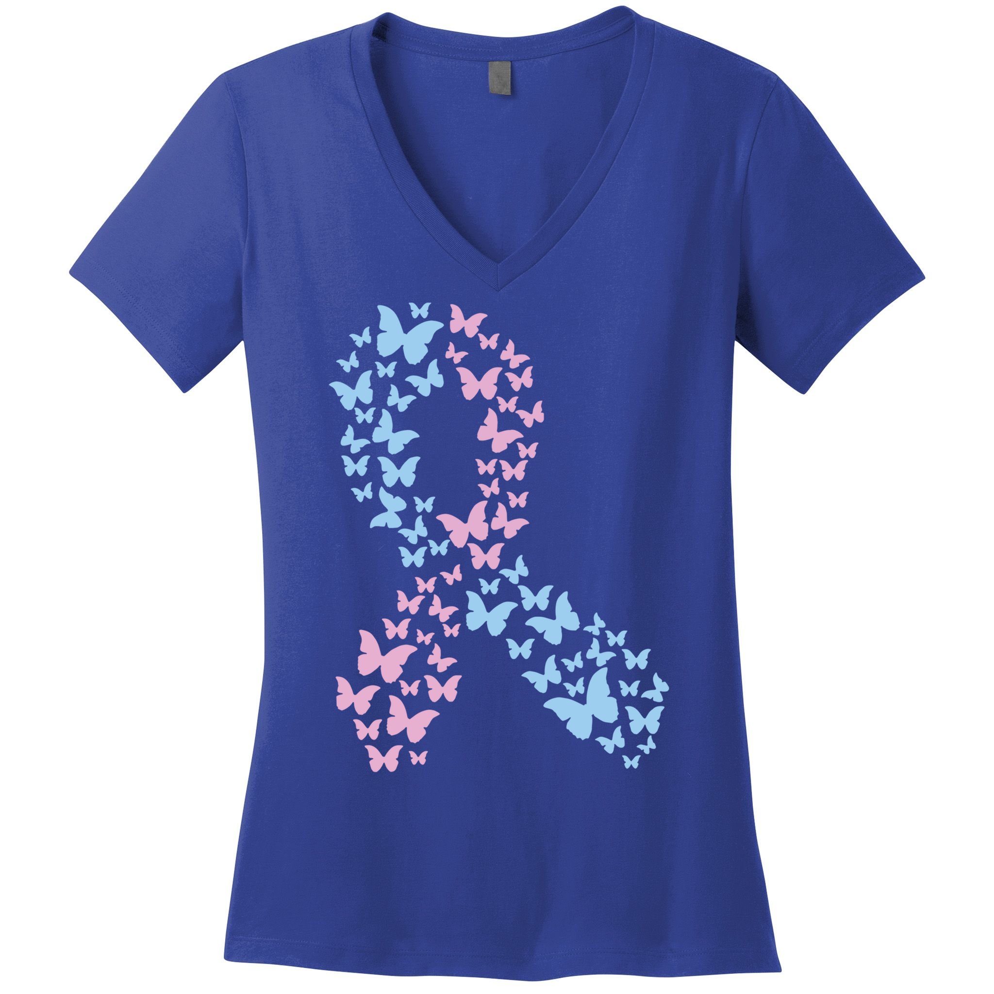 Butterfly Ribbon Pregnancy And Infant Loss Awareness Month Gift Women's V-Neck T-Shirt