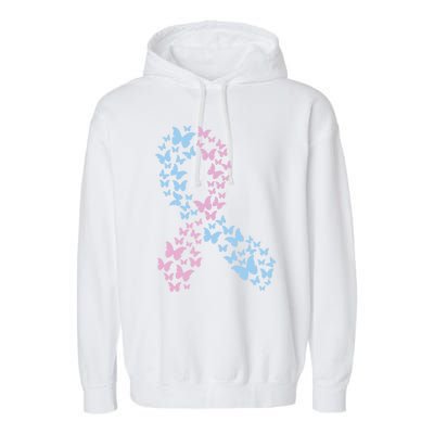 Butterfly Ribbon Pregnancy And Infant Loss Awareness Month Gift Garment-Dyed Fleece Hoodie