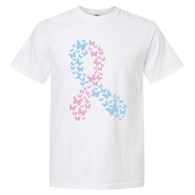 Butterfly Ribbon Pregnancy And Infant Loss Awareness Month Gift Garment-Dyed Heavyweight T-Shirt