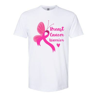 Butterfly Ribbon Pink Breast Cancer Warrior Awareness Cool Gift Softstyle® CVC T-Shirt