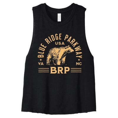 Blue Ridge Parkway BRP North Carolina Virginia Bear Design Women's Racerback Cropped Tank