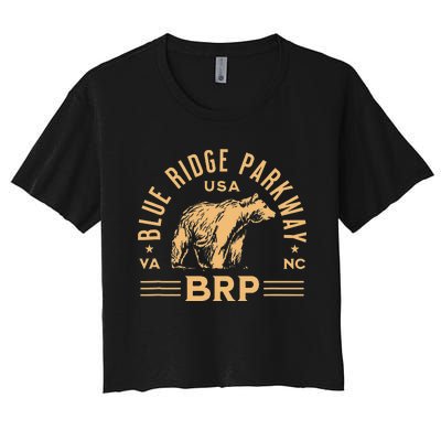 Blue Ridge Parkway BRP North Carolina Virginia Bear Design Women's Crop Top Tee